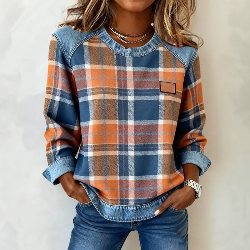 Retro Checkered Blouse